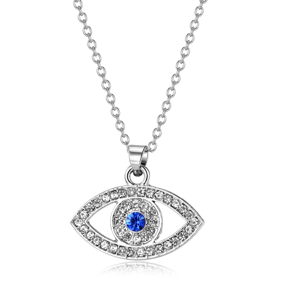 1pc Unique Evil Eye Pendant Necklace Silver Color Crystal Necklaces