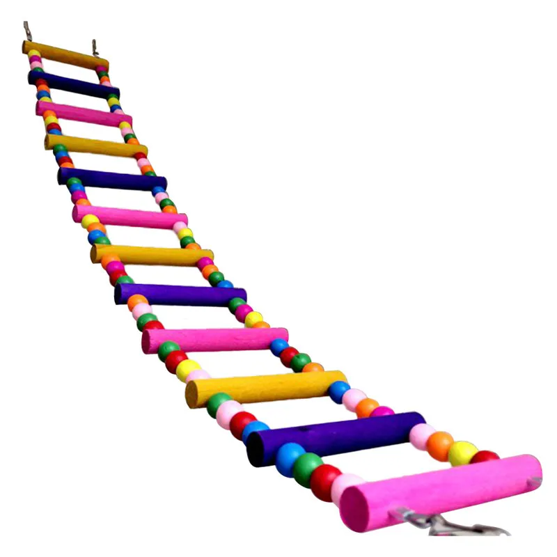 Buy 12 steps Colorful Pet Bird Wood Wooden Ladder Climb Toys Parrot Rope Macaw