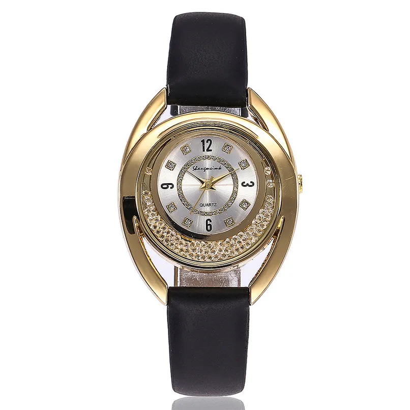 Женские часы из искусственной кожи, аналоговые кварцевые наручные часы, стразы, модные женские повседневные часы, Relogio Feminino reloj mujer 5FN