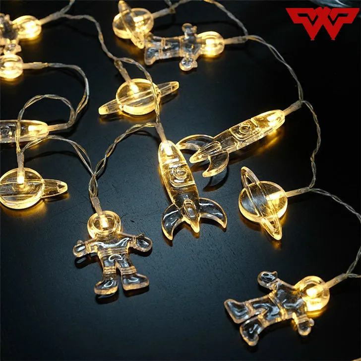 

Novelty LED Fairy Lights Spaceman Rocket 1.5M/3M 10/20 LED Sleep String Lights Battery Operated Children Room Decoration