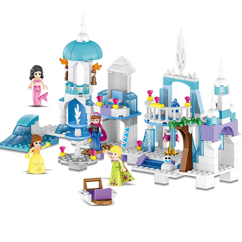 4IN1 City Princess Castle Mermaid Compatible LegoINGLY Friends House Figures Model Building Blocks Sets Creator Toys for Girls