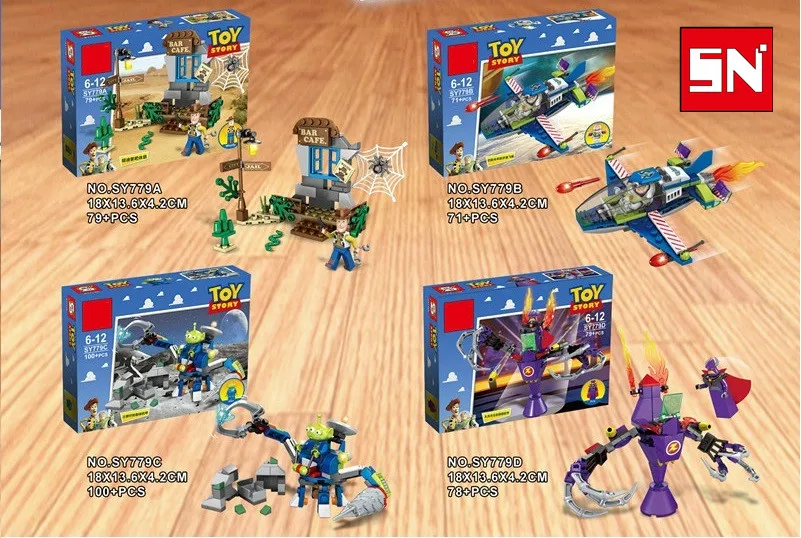 

4PCS/LOT SY779 building block bricks Toy story woody buzz lightyear aliem Zurg baby toys children gift