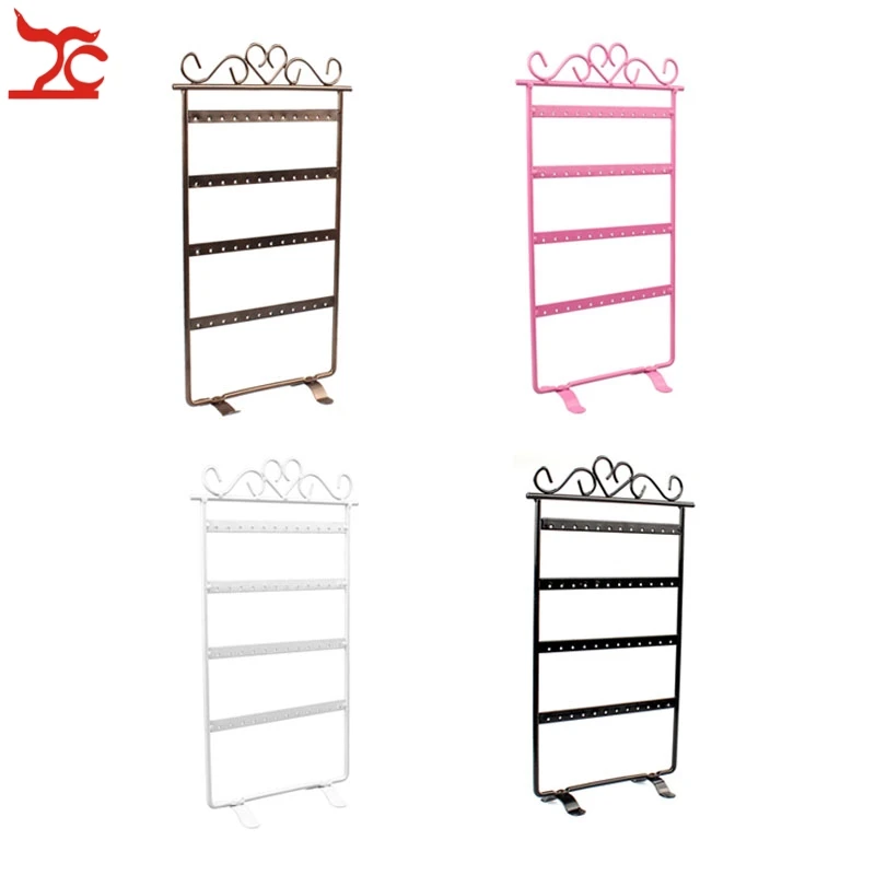 Fine Metal 48 Holes 24Pair Earrings Display Stand Wall Frame Holder Iron Painted 4 Layer Jewelry Sh
