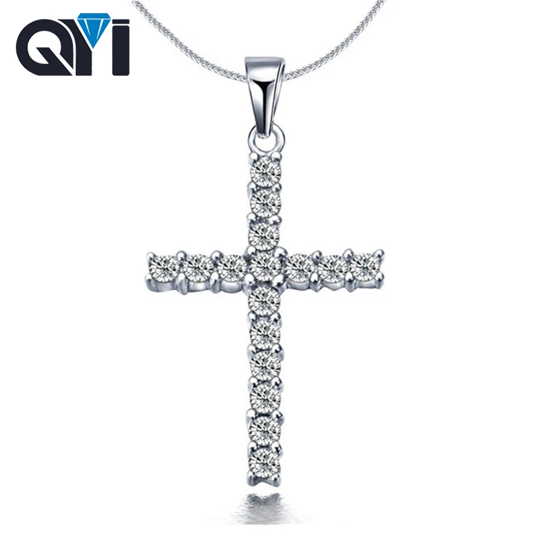 

QYI Trendy Necklace 925 Sterling Silver Cross Shape Pendant With Chain For Women Party Gift Charm Simple Jewelry Wholesale
