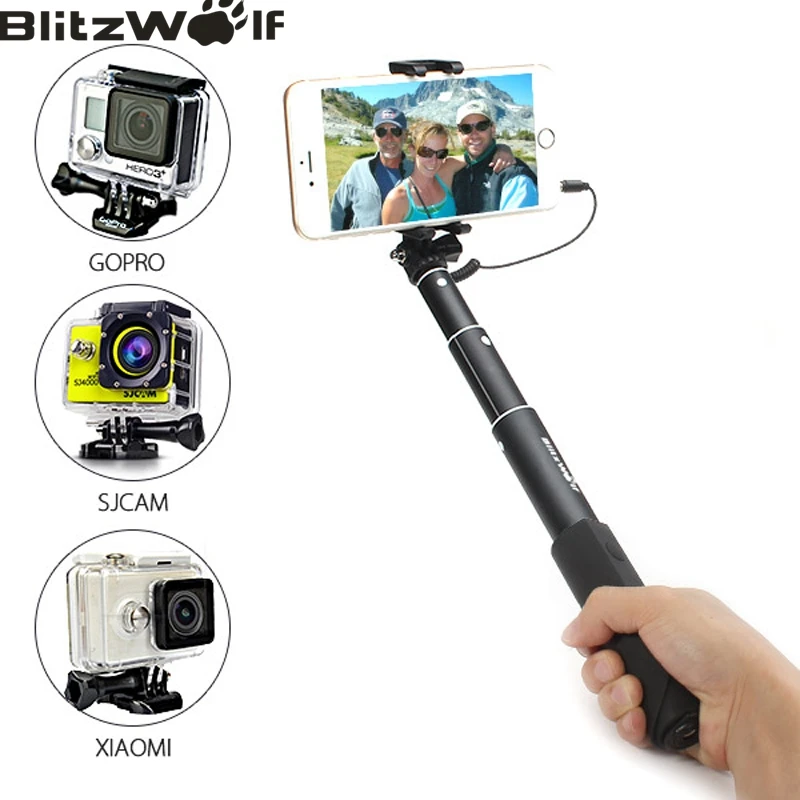 

BlitzWolf Wired Control Mobile Phone Monopod Portable Extendable Selfie Sticks Universal For iPhone For Android Phone For Gopro