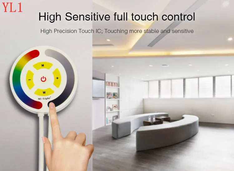 

Milight YL1 Touch RGB WiFi LED Controller Alexa Voice App 2.4G RF circular voice lamp belt controller for RGB LED Strip Light