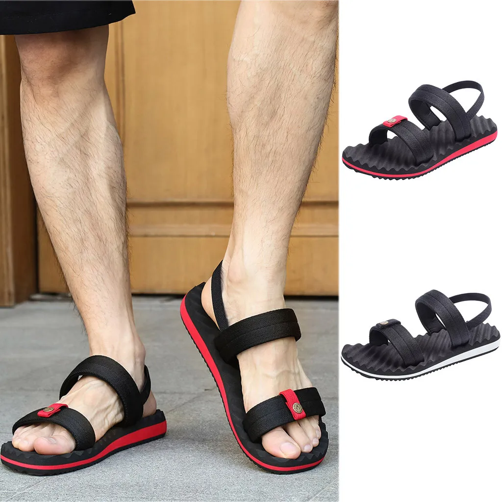 Men's Fashion Casual Elastic Band Flat Beach Sandals Outdoor Slide Skid Shoes  Sandals for Men Flat Men Shoes zapatos pantufa - AliExpress Shoes