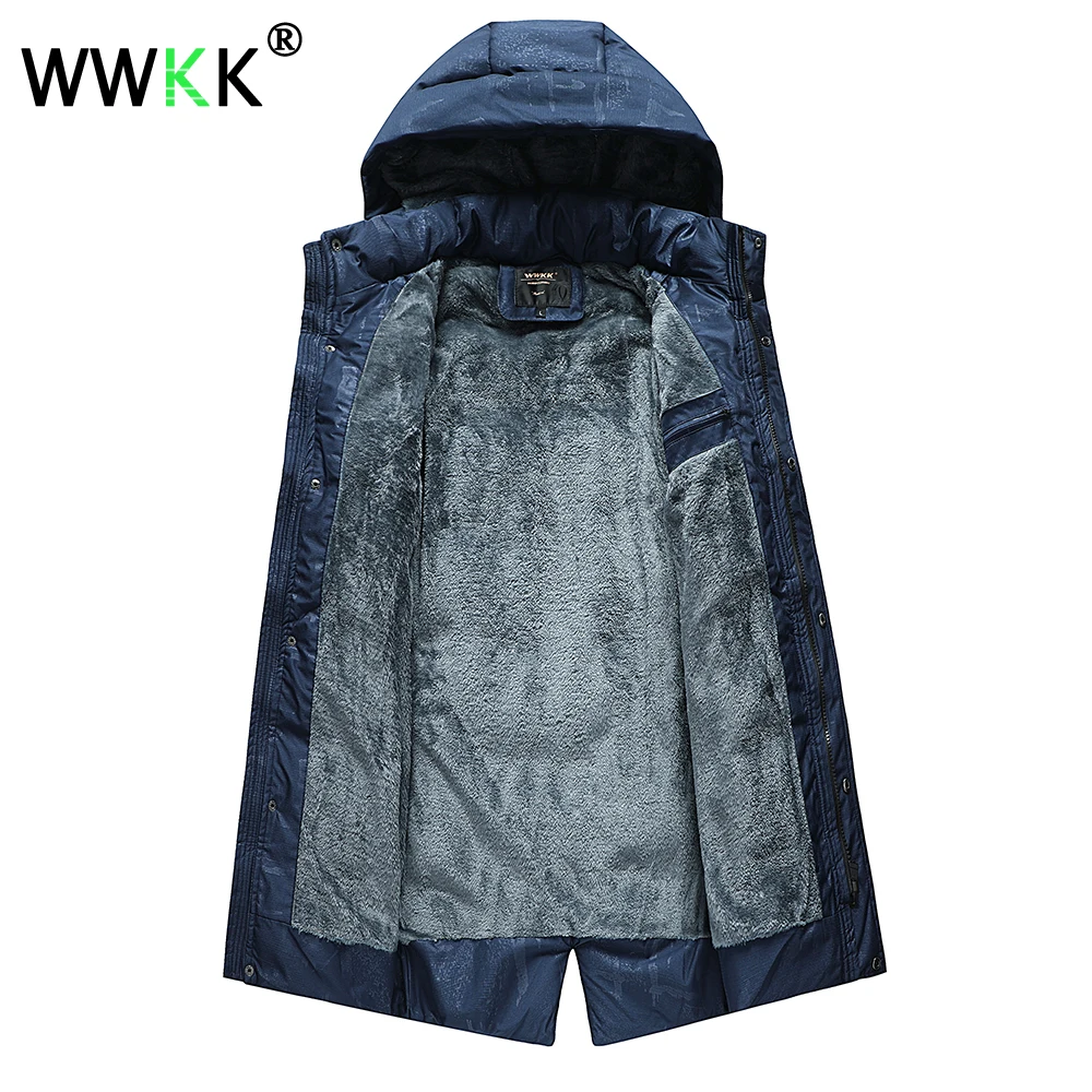 WWKK 2018 зимние длинные непромокаемые парки для мужчин однотонная модная куртка пальто куртки ветровка Тренч мужской Outwaer