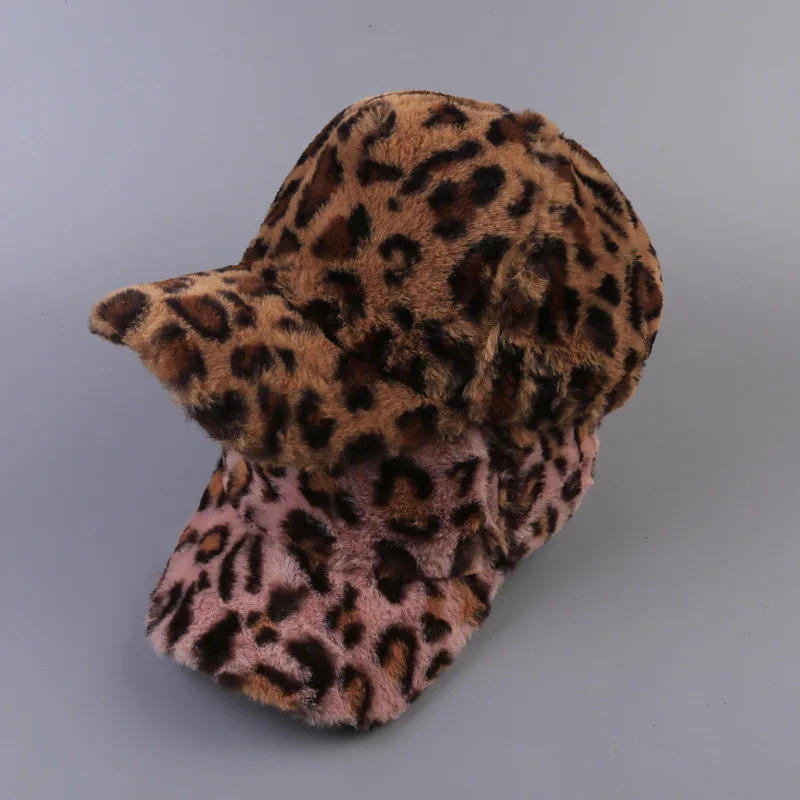 2018 Gorra Neymar Factory Direct Sale Leopard Plush Ms. Qiu Dong Han Edition Joker Thickening Warm Cap Wholesale Baseball Hat 