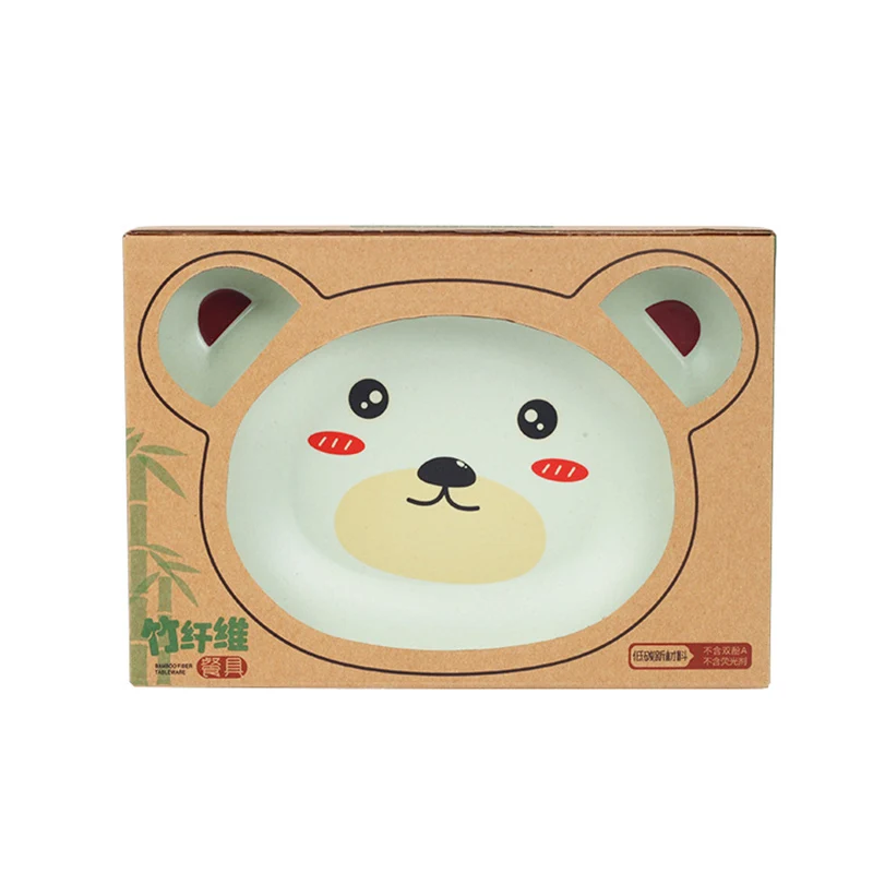 Baby Bamboo Fiber Dinnerware Cartoon Pattern Sub-gird Plates Children Feeding Tableware Irregular Toddler Kids Utensils BB5111 (11)