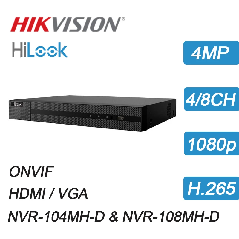 Hikvision-HiLook 4/8 CH 1080 p 4MP NVR H.265 HDMI/VGA/зум сетевая ONVIF видео Регистраторы IP система