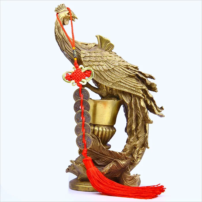 

2014 mascot feng shui decoration golden phoenix Bronze gift lovers Art copper