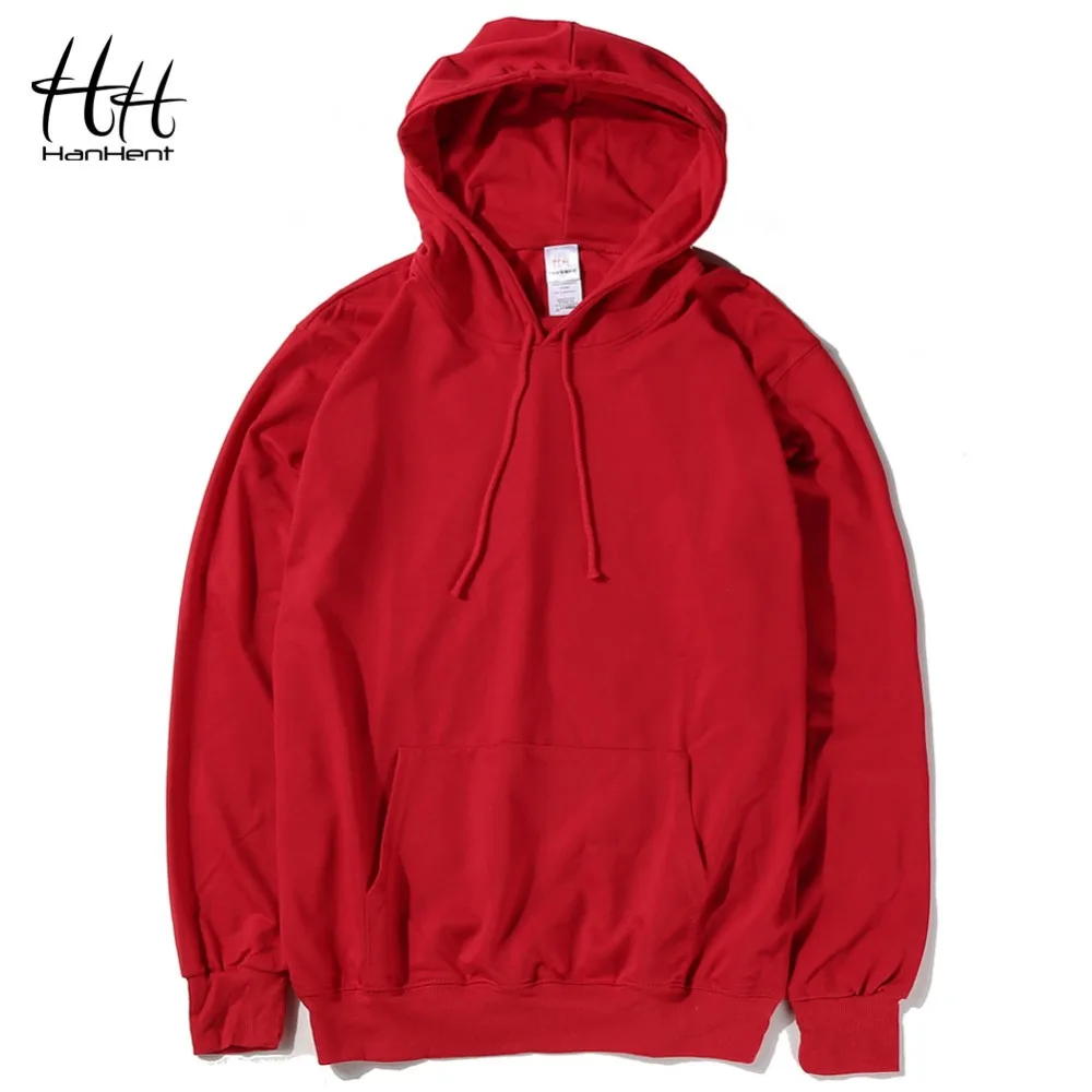 HanHent fashion solid color hoodies men casual blank thin sweatshirts ...