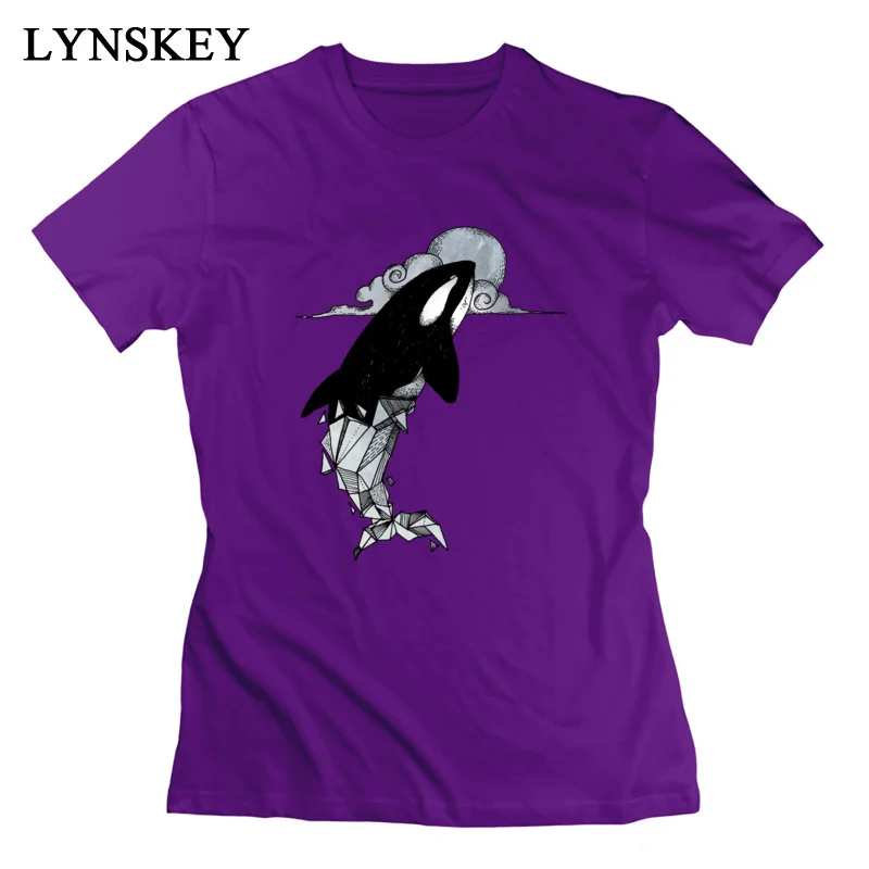 LYNSKEY Orcinus orca geometric O-Neck Women's T-Shirts Summer Autumn Street Tops Shirt Brand 100% Cotton Custom Sweatshirts white