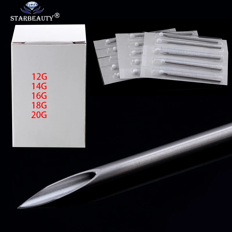 10pcs 12g/14g/16g/18g/20 Disposable Sterile Body Piercing Needles Medical Tattoo Piercing Needles For Navel Nipple Ear Nose Lip