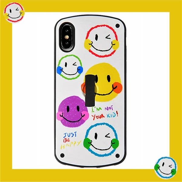 Роскошный чехол для iPhone X, XR, XS, Max, 6, 6 S, 7, 8 Plus, с изображением граффити, с изображением смайлика, невидимая задняя крышка с подставкой - Цвет: Five Smile Face