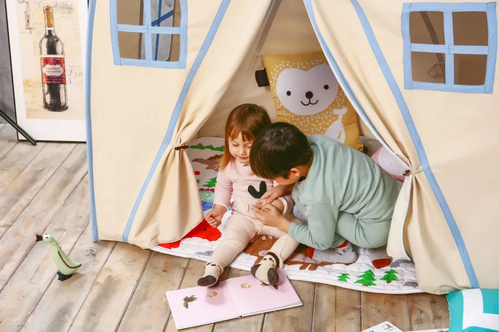 Хлопок Типи детская игровая комната детская палатка крытый Открытый Игровой домик детский игровой домик вигвама игрушки для детей подарки на день рождения фото
