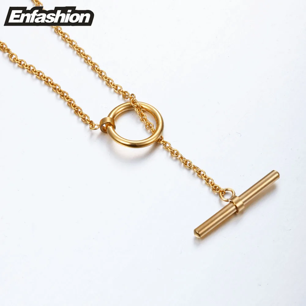 Comprar Collares colgantes de nudos clásicos enmodernos collar de gargantilla de acero inoxidable de color dorado para mujer