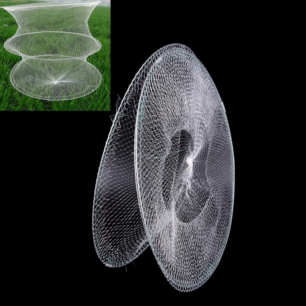 

High Quality White Folding Round Metal Frame Nylon Mesh Crab Crawdad Shrimp net
