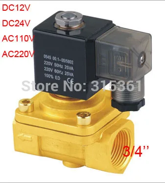 

Free Ship 3/4'' Thread Inch Brass Electric Air Gas Water Solenoid Valve PU220-06 Normally Closed NBR DC12V,DC24V,AC110V,AC220V