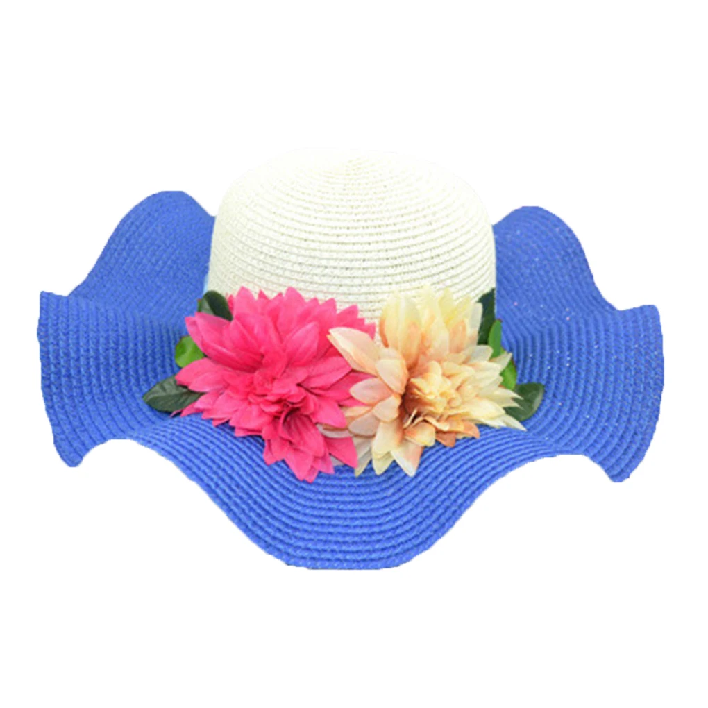 Лидер продаж с УФ-защитой Для женщин девочек широкая шляпа цветочный декор лето с широкими полями соломенная шляпа кос пляжная Панама Кепки