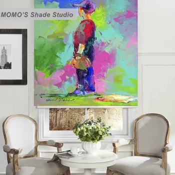 

MOMO Roller Blinds Blackout Design Window Blinds Shades Painting Curtains Roller Shades Thermal Fabric Custom Size, PRB set540