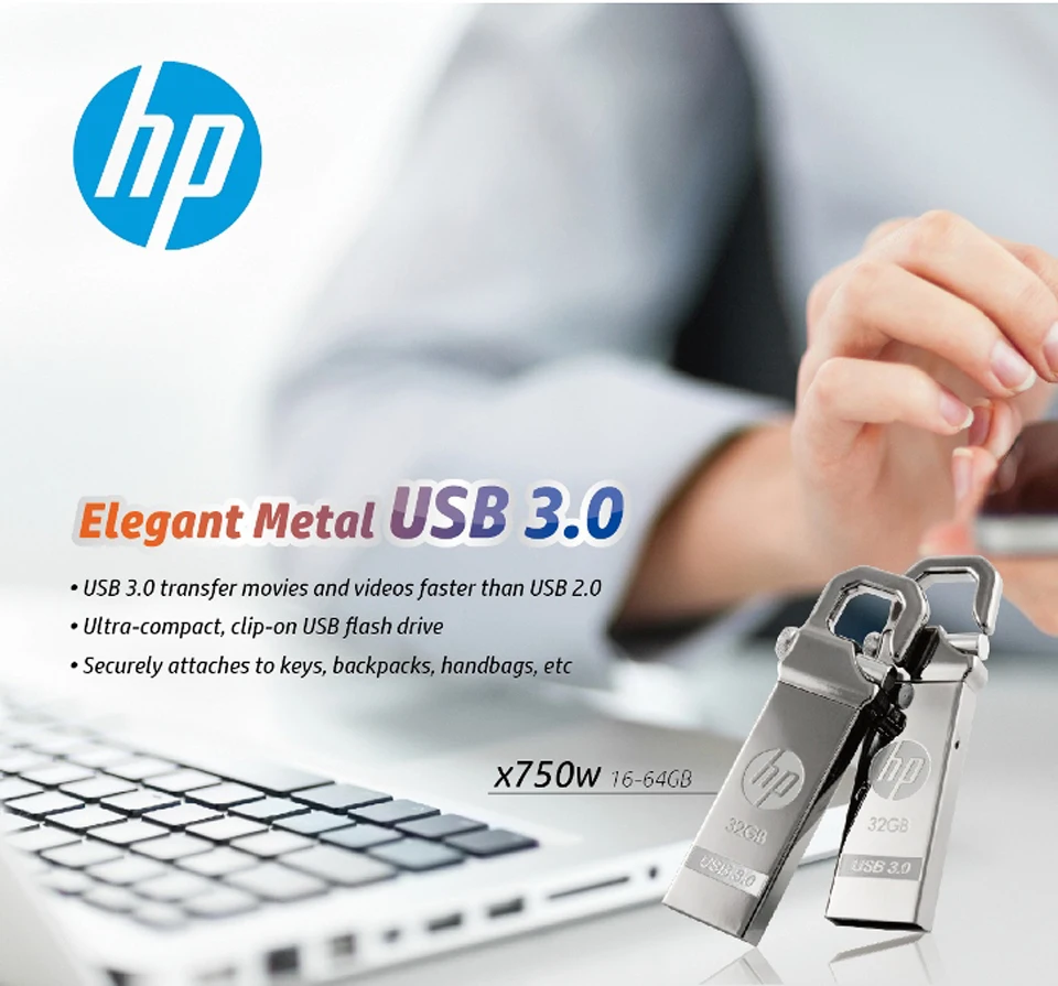 HP x750w USB Flash Drive USB 3.0  32GB 16GB  High Speed Elegant Metal USB Stick 16gb Pendrive Flash Drive Customized Logo Pen drive   (4)