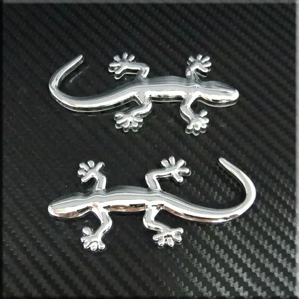 Car Motorcycle Gecko Gecco Side Chrome Emblem Badge Sticker 2pcs setin