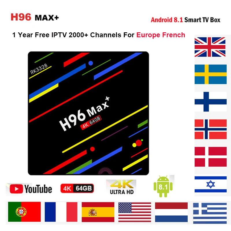 IPTV BOX H96 MAX Plus Android 8.1 Smart TV BOX 4GB 64GB 2000+ Channels Europe Arabic Poland France Portugal IP TV Set top Box IPTV BOX H96 MAX Plus Android 8.1 Smart TV BOX 4GB 64GB 2000+ Channels Europe Arabic Poland France Portugal IP TV Set top Box