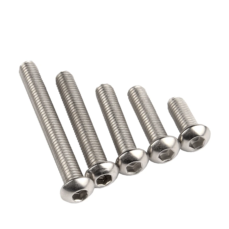 10pcs M5 Bolt A2-70 iso7380 Button head socket screw bolt 304 stainless steel hex allen socket screw M5x6/8/10/12/14/16/20/25/30