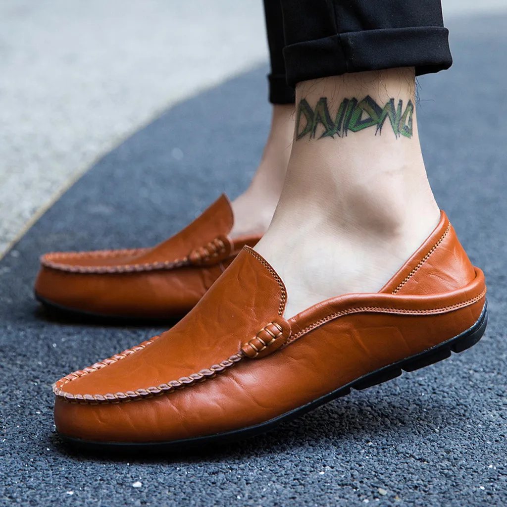 

New Fashion Men Leather Flats Shoes Comfortable Man Casual Shoes Slip On Male Leather Driving Shoes Classic Loafers Shoes 38-47