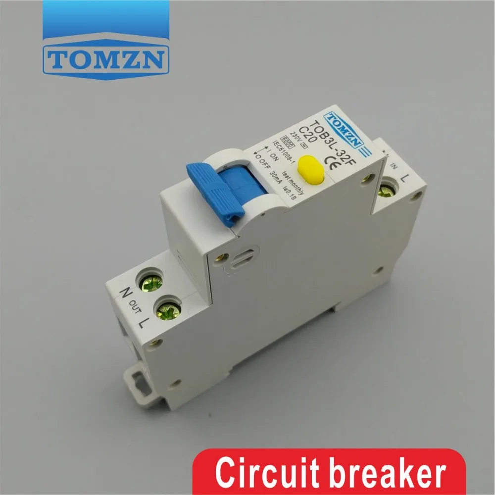 TOB3L-32F 18 мм RCBO 20A 1P+ N 6KA УЗО с защитой от перегрузки по току и утечки