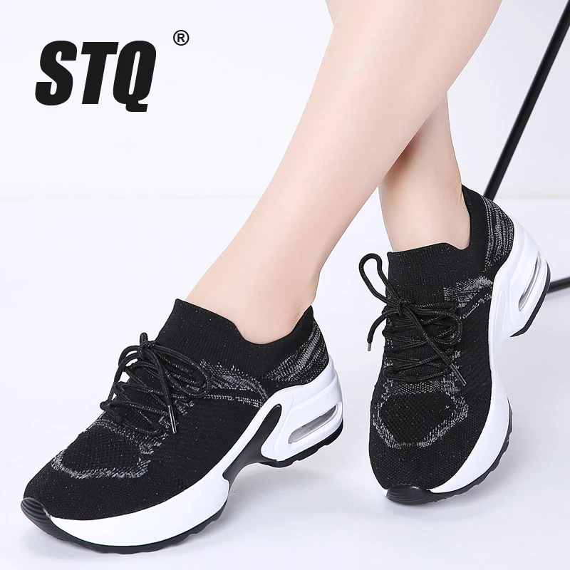 

STQ 2019 Autumn Women Flats Sneakers Height Increasing Women Sneakers Shoes Chaussures Femme Creepers Mocassins Shoes 20199