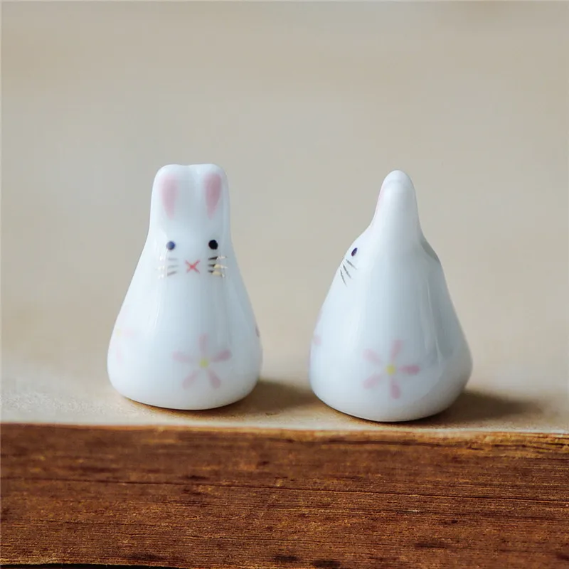 10 шт./лот кавайные фарфоровые бусины в виде кролика, цветочные керамические бусины в виде кролика, розовые/синие цветы, 19x12 мм(#80132 - Цвет: pink