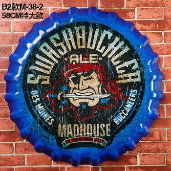 

Large Tin Sign"ALE" Vintage Metal Painting Beer cap Bar pub Hanging Ornaments Wallpaper Decor Retro Mural Poster Craft 58X58CM