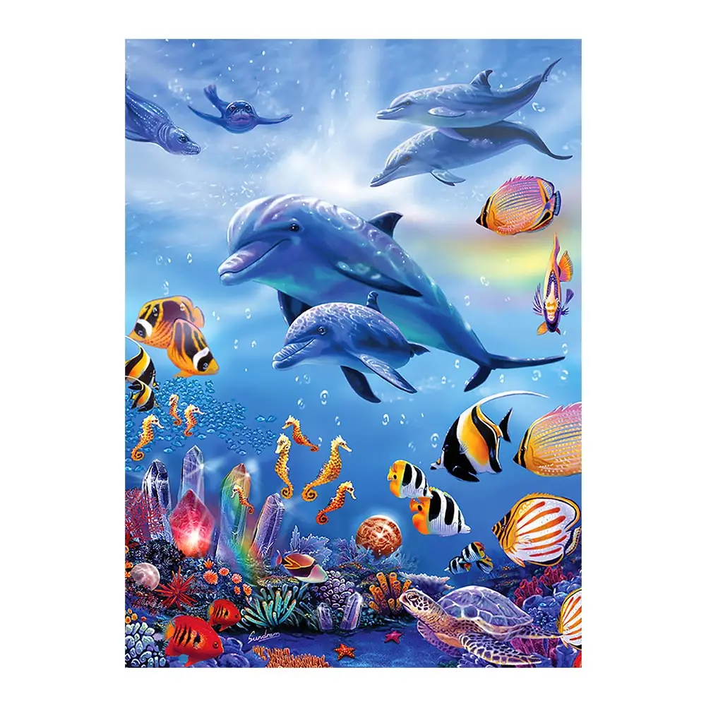 Дельфин животное алмазная живопись морской мир Круглый полная дрель рыба | Алмазная мозаика -33008756876