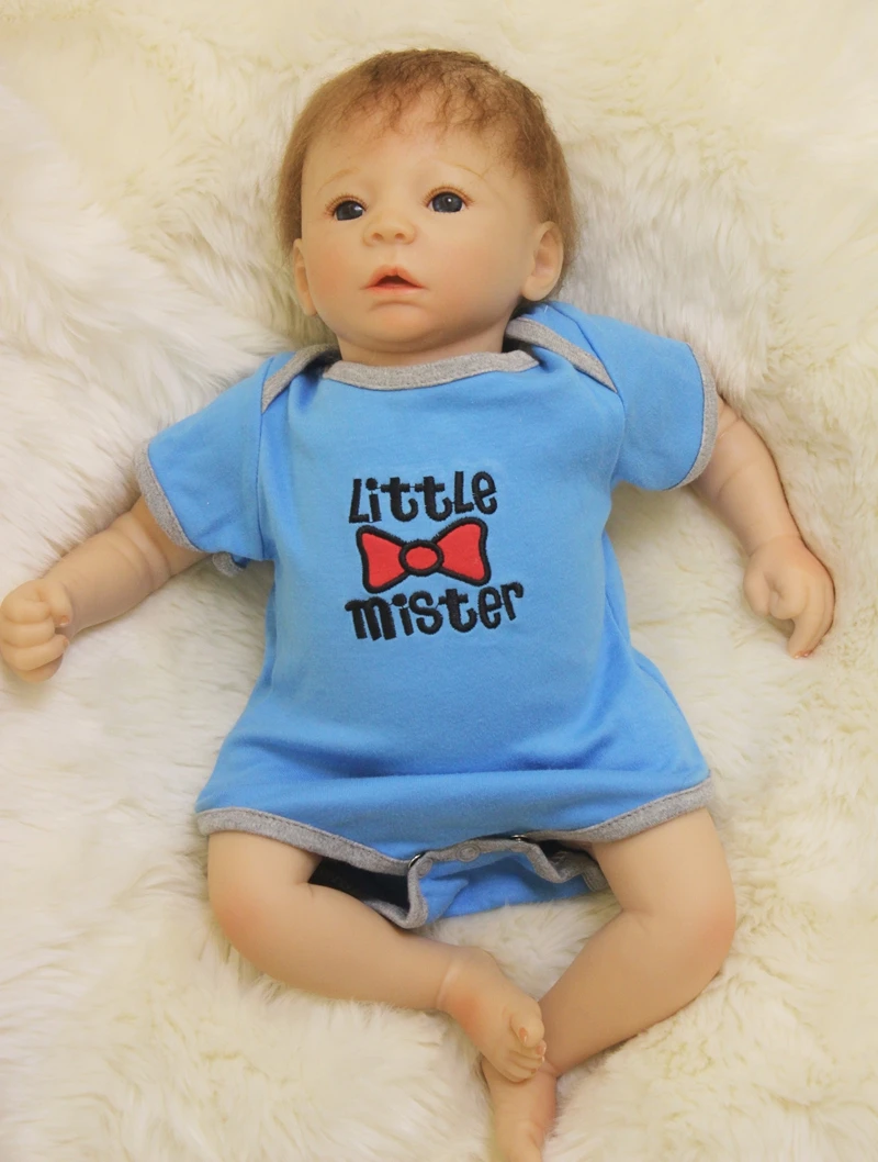 20" silicone reborn baby dolls soft cloth body mouth pacifier