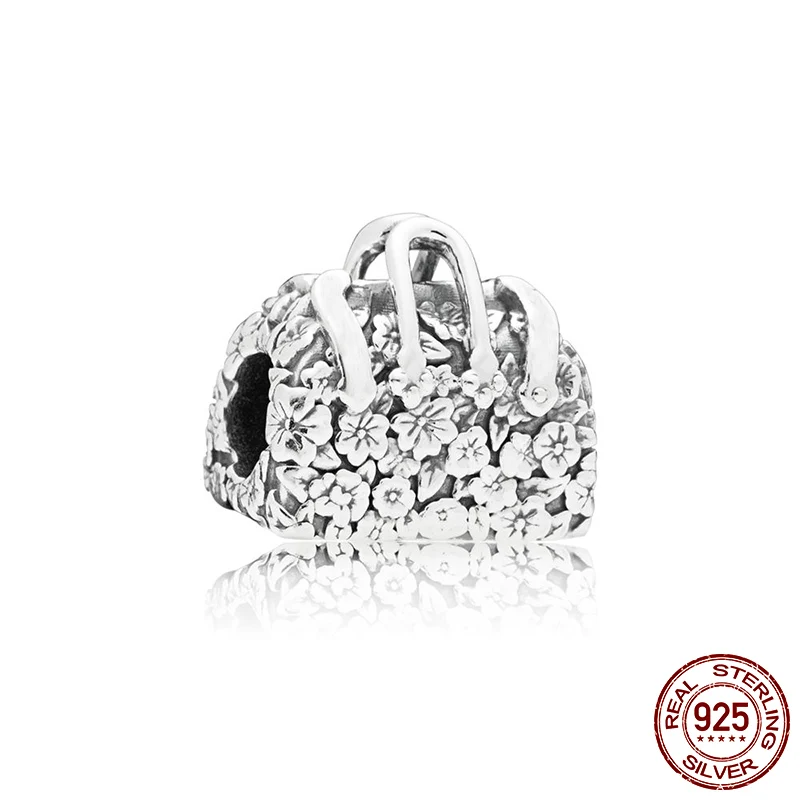 

100% 925 Sterling Silver Beads Marry Popin Bag Charms fit Original Pandora Bracelets Women DIY Jewelry