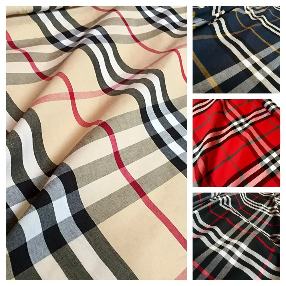 

1 meter TARTAN PLAID Nova Check Shirting Fabric Cotton Black Red Navy Beige -145cm wide