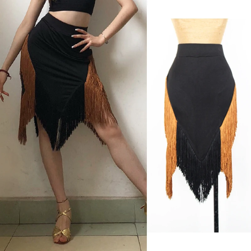 

Latin Dance Skirt Adult Irregular Fringe Skirts Women Tango Salsa Rumba Cha Cha Ladies Competition Performance Dancewear DN3564