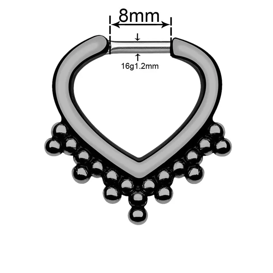 1 шт. стальной черный бесшовный шарнирный носовой обруч перегородка кликер пирсинг Сердце Звезда губная серьга, кольцо хряща уха трагус сексуальные ювелирные изделия - Окраска металла: 1.2x8mm Tribal Bead