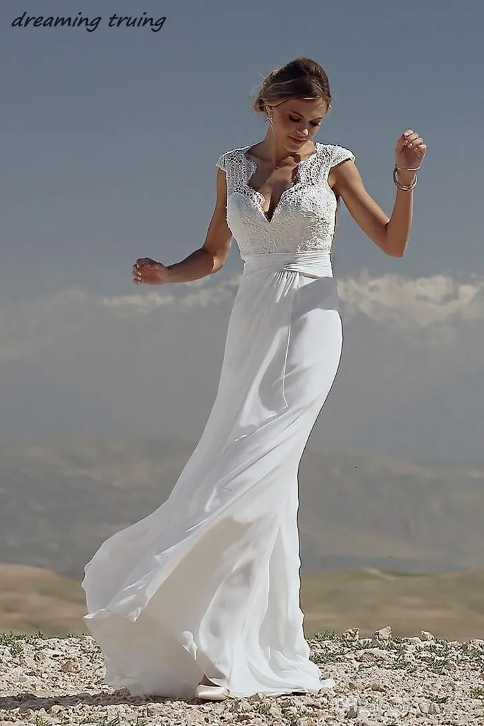 conew_2019-chic-mermaid-wedding-dresses-v-neck-cap-sleeve-sweep-train-chiffon-bohemian-wedding-dress-custom-plus-size-beach-bridal-gowns (1)_conew1