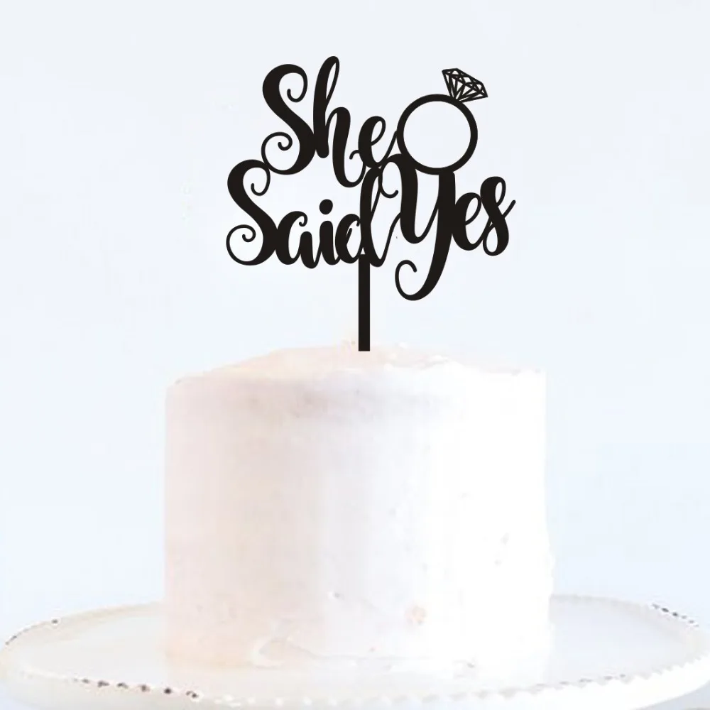 He Said Yes Glitter Celebration Cake Topper For Your Own Cake Proposal Wedding