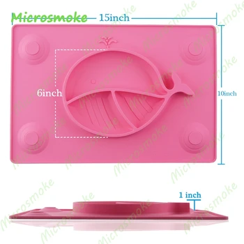 

Unique Whale Shape Kids Silicone Placemat bowl/ Baby Table Placemat Tray/ Feeding One-piece placemat + plate With 4 Suction Cup