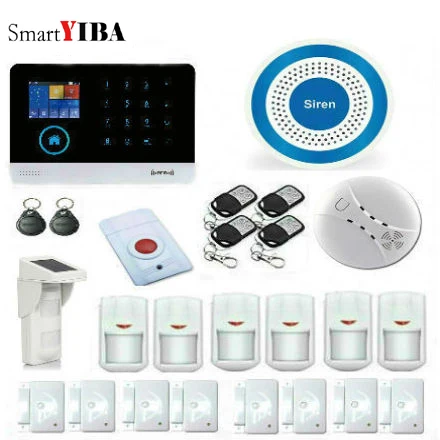 

SmartYIBA Wireless WiFi Voice LCD GSM Home Security Burglar Alarm System RFID Unlock SMS Call App Control Smart Phone System