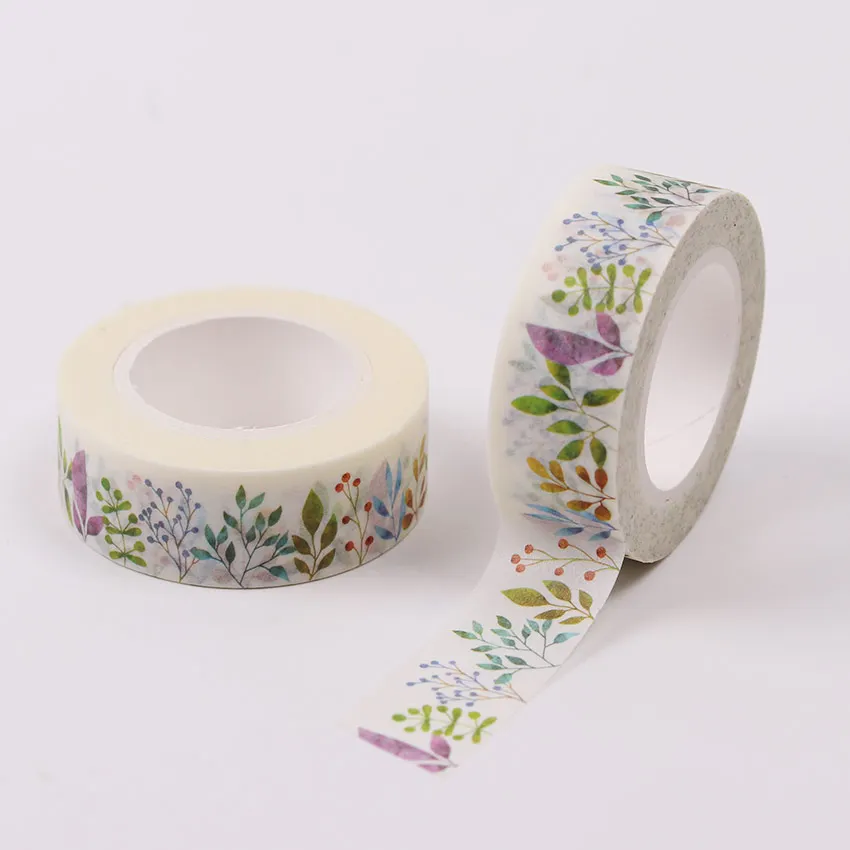 

1 PC 15mmX10m DIY Colored Herbaceous Plant Washi Tape Decorative Adhesive Tape Masking Tape Paper Stickers for Scrapbooking