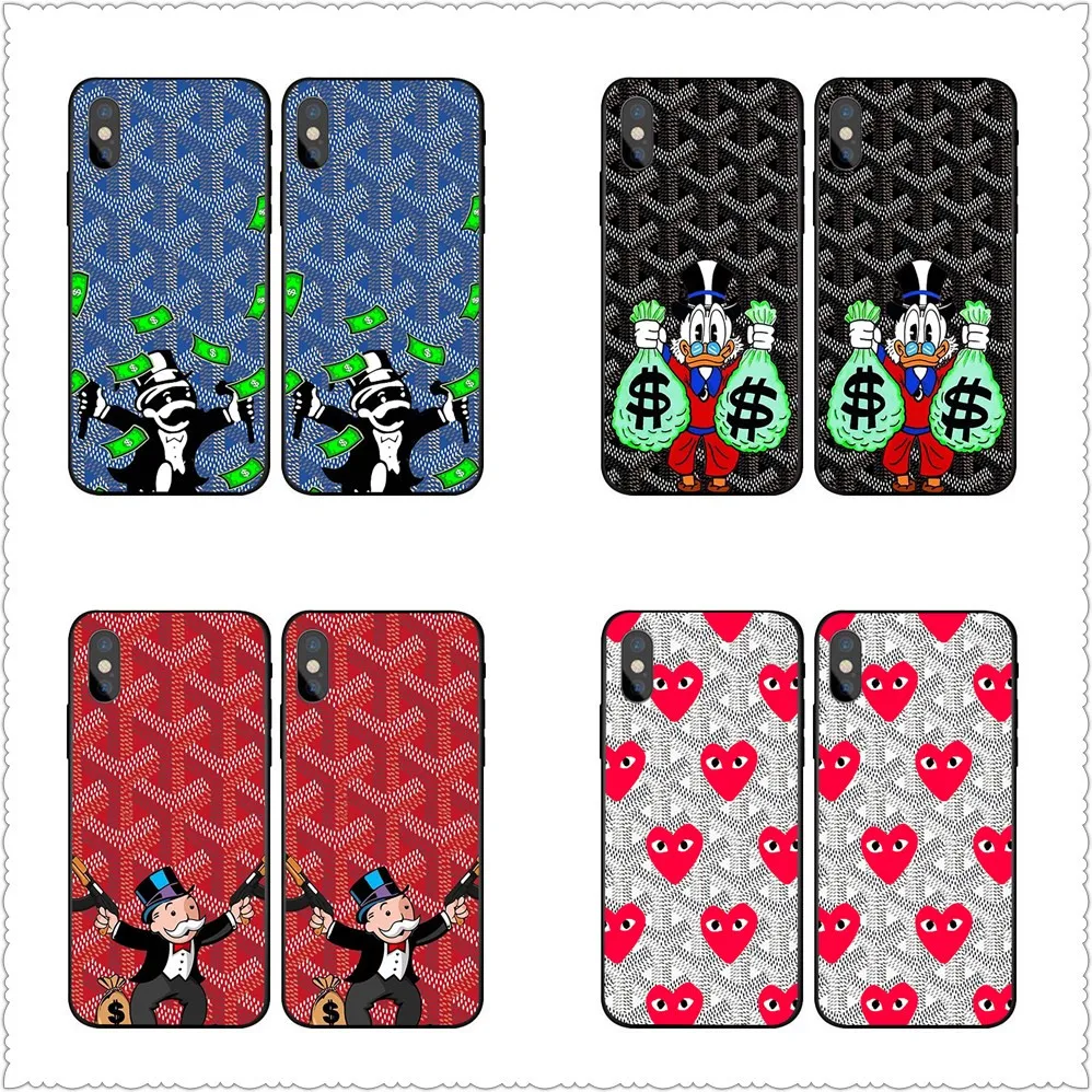 Street Fashion Brand Warrior Monopoly Dollar Mr Mobbin Case For iphone X 7 8 Black silicone case For Samsungs7 s8 s9 Goya Case