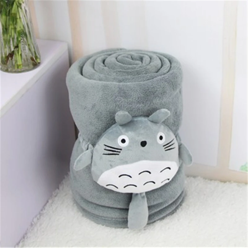 

Classical Cartoon Totoro Blanket Coral Fleece Blanket with Plush Totoro Toy Sofa Blanket Cover 100X150cm