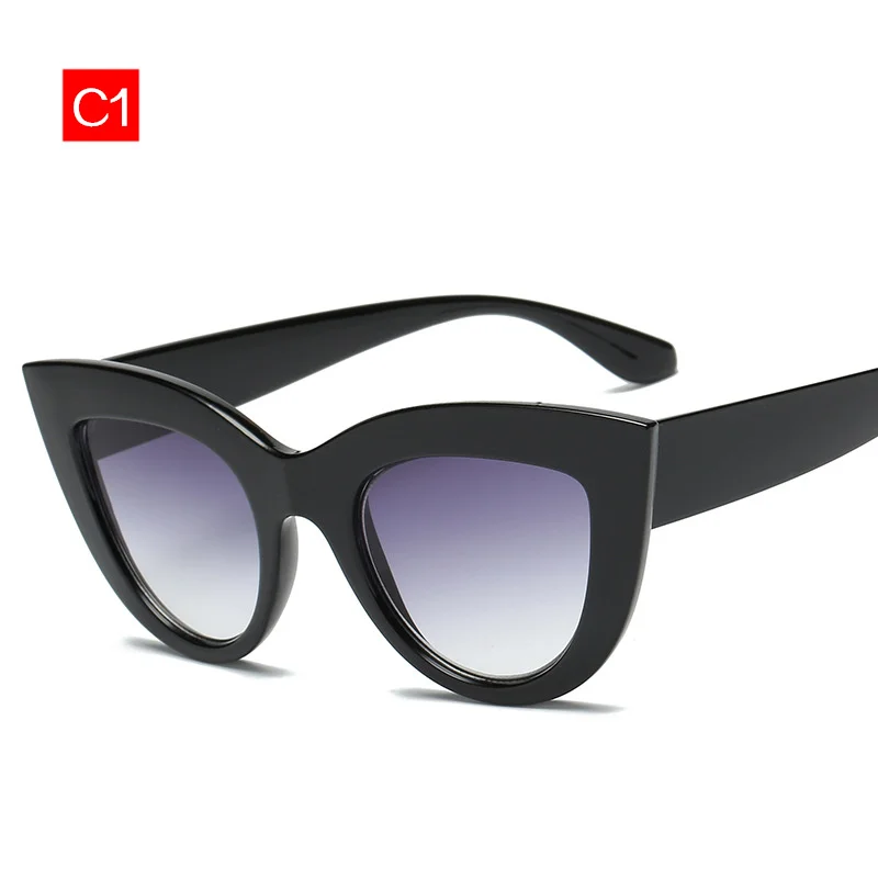 YOOSKE кошачий глаз солнцезащитные очки Женские Ретро CatEye стиль Винтажные Солнцезащитные очки известный бренд дизайнер UV400 оттенки очки - Цвет линз: BLACK GRAY