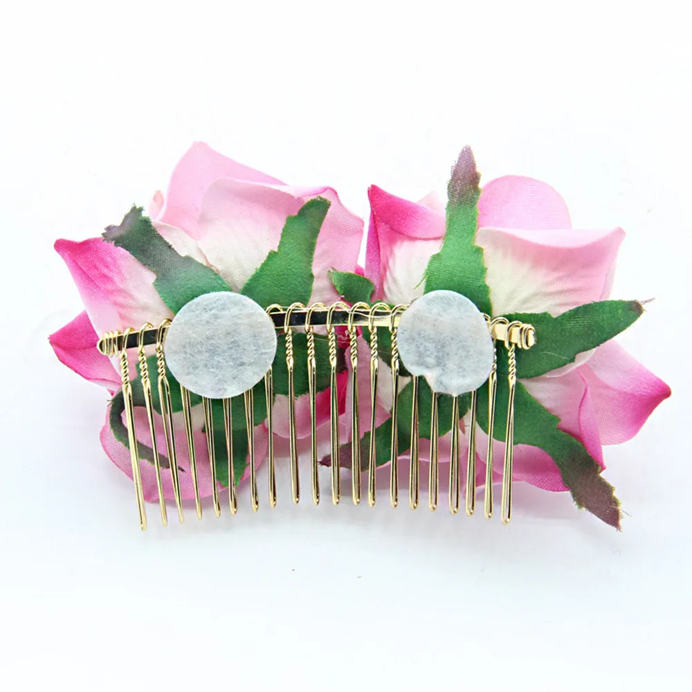 Haimeikang популярная шпилька заколки для волос невесты клипсы двойной цветок розы расчески для волос подружки невесты ткань цветочные ювелирные изделия аксессуары